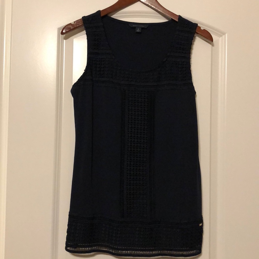 Navy, lace top